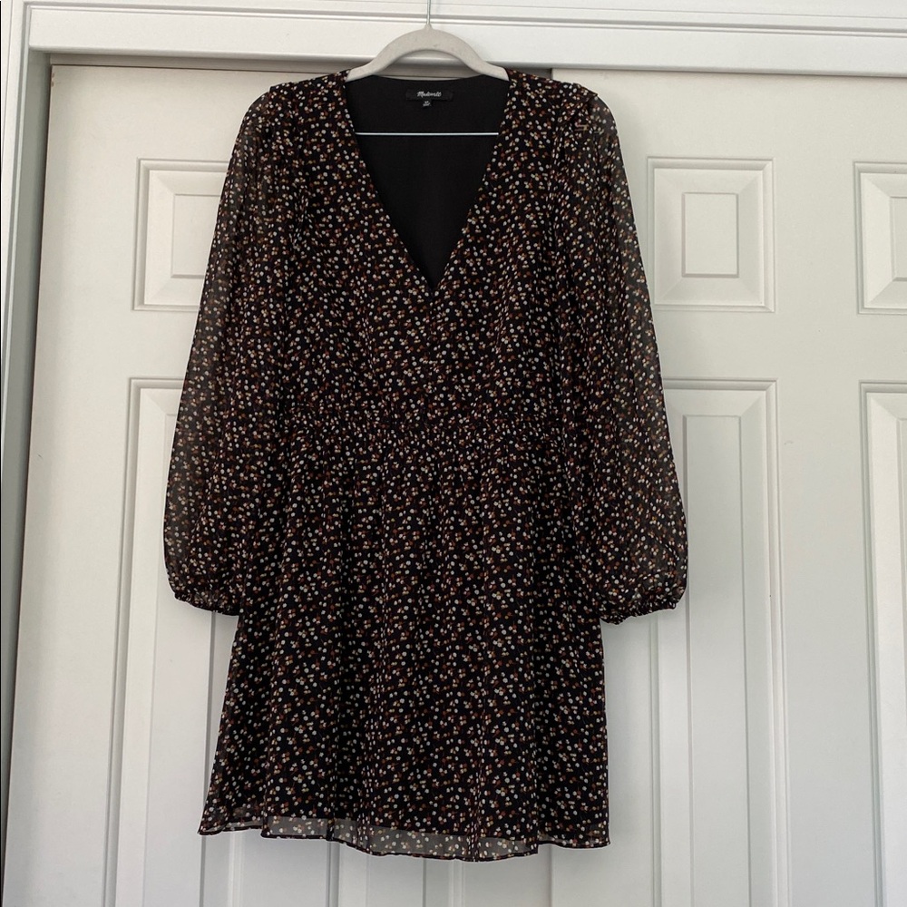 Madewell Petite (Re)sourced Georgette Button-Front Mini Dress in Adorable Ditsy